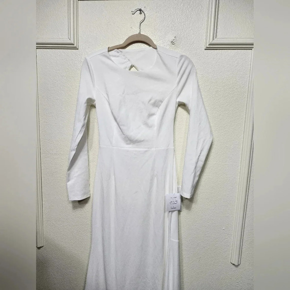 Lulus Eloquent Endearment White Long Sleeve Backless Maxi Dress Wedding Bride - Picture 7 of 12